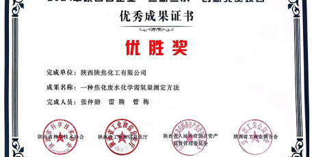 喜訊，陜焦公司一種化驗(yàn)方法獲獎(jiǎng)啦！