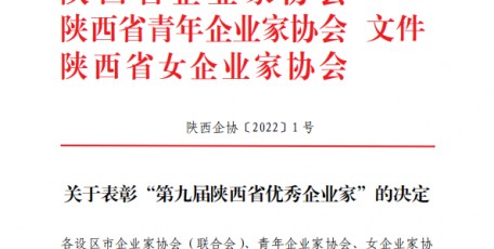關(guān)于表彰“第九屆陜西省優(yōu)秀企業(yè)家”的決定