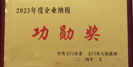陜焦公司浩海煤化被中共玉門市委、玉門市人民政府授予“2023年度企業(yè)納稅功勛獎”
